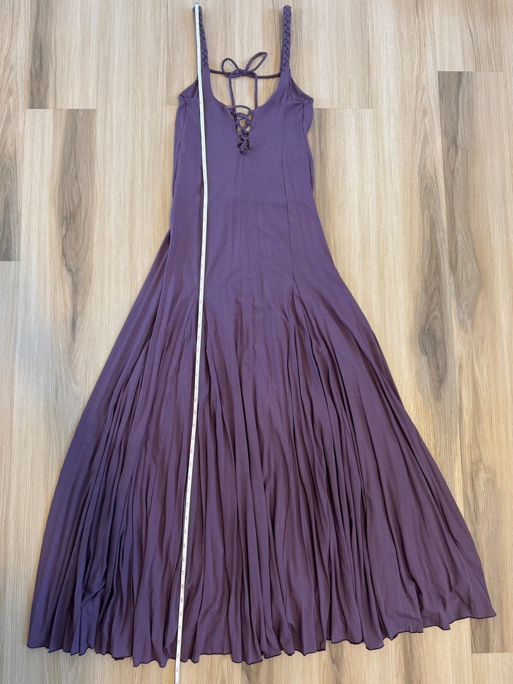 Omaya Spirit Purple Goddess Sacred Feminine Maxi Dress with Braided Straps - Picture 4 of 8